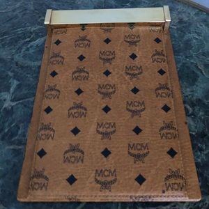 COPY - MCM monogramed leather top desk acc-notepad holder